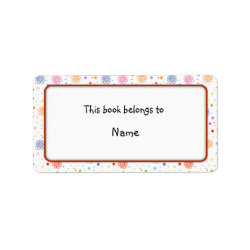 Book plate with romantic floral design label
