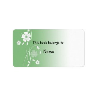 Book plate with romantic floral design label