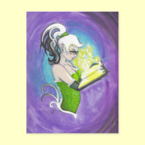 Book Reading Pin Up Girl Fantasy Art Postcard postcards