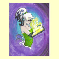 Book Reading Pin Up Girl Fantasy Art Postcard postcards