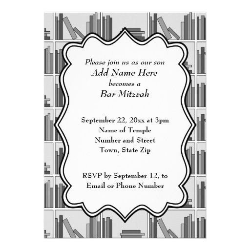 Book Shelf Design Bar Mitzvah Custom Invites