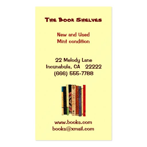 Book Store Business Card Templates (back side)