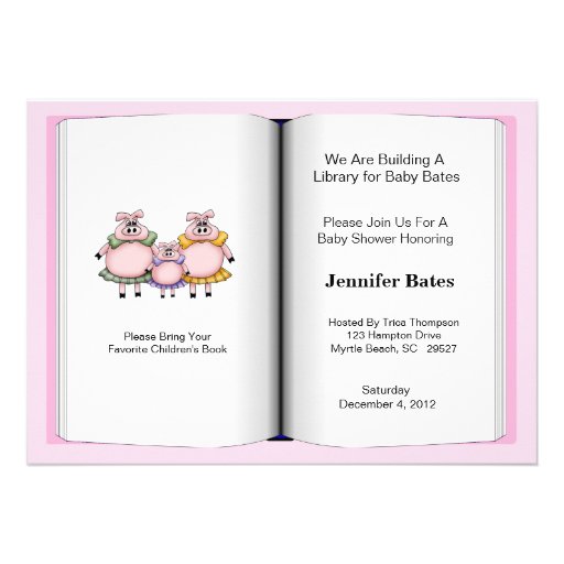 Book Theme Baby Shower Invitation (Girl)