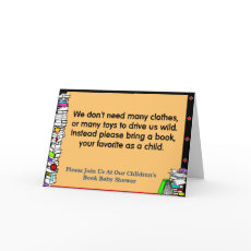 Book Themed Baby Shower Invitation card