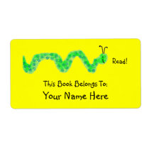 Book Worm, Personalized Shipping Labels