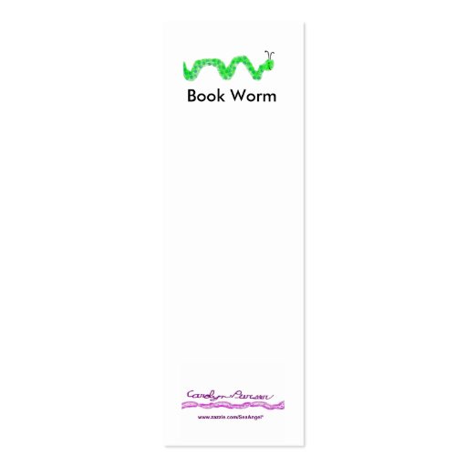 Book Worm Mini Bookmarks Business Cards (back side)