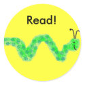 Book Worm stickers by SeaAngel Book Worm stickers