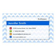 Bookkeeper - Modern Blue Chevron Business Card Templates