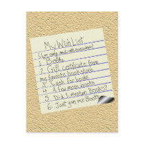 Booklover's Wish List Postcard