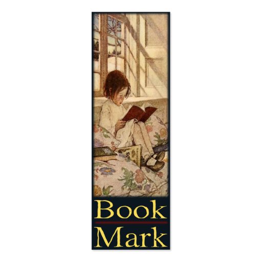 Bookmark Card with Sweet Little Girl Reading Business Card Templates (back side)