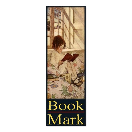 Bookmark Card with Sweet Little Girl Reading Business Card Templates (front side)