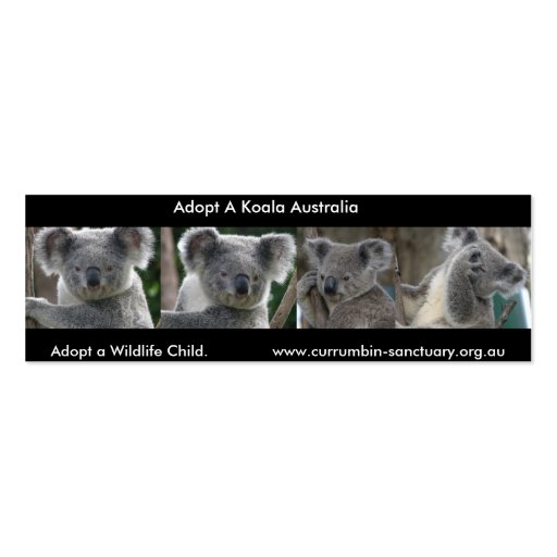 Bookmark Koalas Adopt a Wildlife Child Australia Business Card Templates