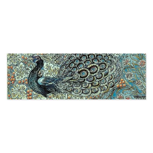 Bookmark, William Morris Peacock Business Card Template (front side)