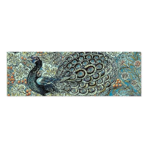 Bookmark, William Morris Peacock Business Card Template (back side)