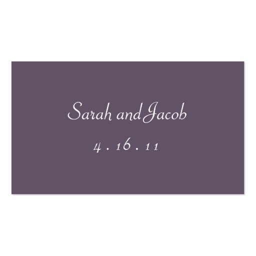 Bookmarked Reception Seating Cards-eggplant Business Card Template (back side)