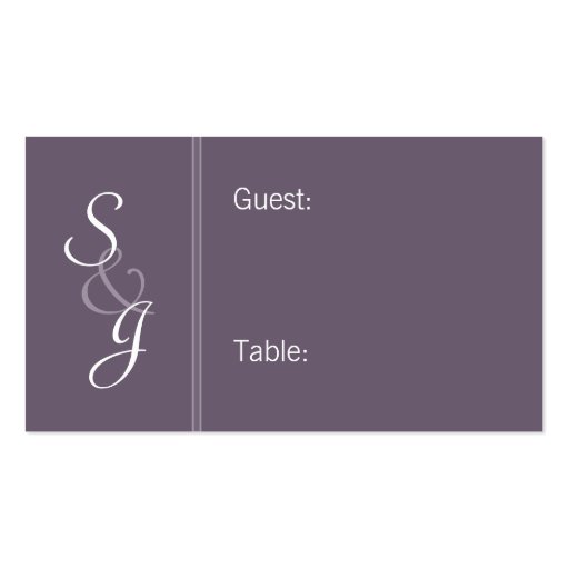 Bookmarked Reception Seating Cards-eggplant Business Card Template (front side)