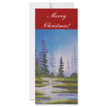 Bookmarker Merry Christmas Pine Forest Rack Card Design