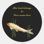 Bookplate de Koi Pegatina Redonda