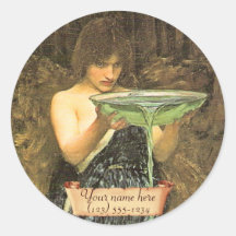 Bookplate del Pre-Raphaelite de "Circe Invidiosa" Pegatinas Redondas