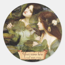 Bookplate del Pre-Raphaelite de "Hylas y de las ni Etiqueta Redonda