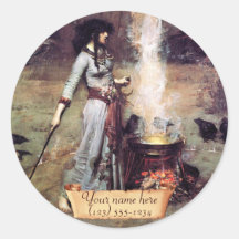 Bookplate del Pre-Raphaelite "del círculo mágico" Pegatinas Redondas