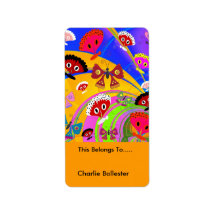 Bookplate Labels Kids Stickers Butterflies