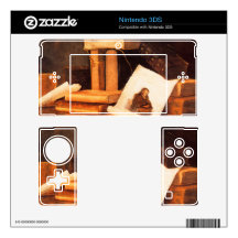 books and a Rembrandt etching by Stoskopff Skins For Nintendo 3DS