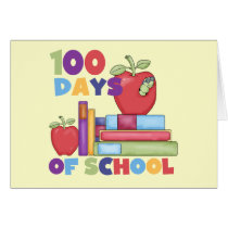 Books and Apples 100 Days of School Tshirts Greeting Cards