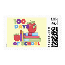 Books and Apples 100 Days of School Tshirts Postage Stamp