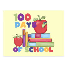 Books and Apples 100 Days of School Tshirts Post Card