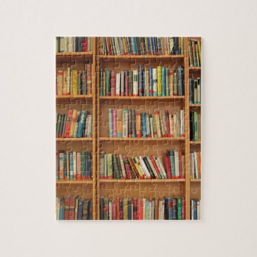 Books in the bookshelf jigsaw puzzle Zazzle