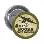 Books not bombs pinback button