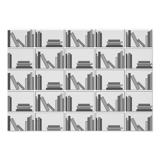Books on Shelf. Monochrome. Personalized Invites