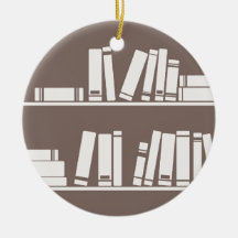 Books on the shelf for reading lover or wise guy ornament