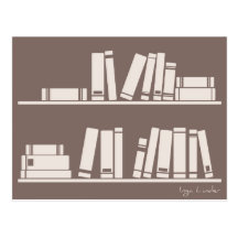 Books on the shelf for reading lover or wise guy post cards