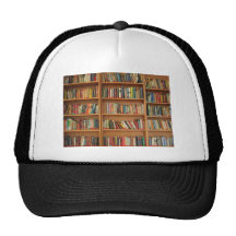 Bookshelf background mesh hat