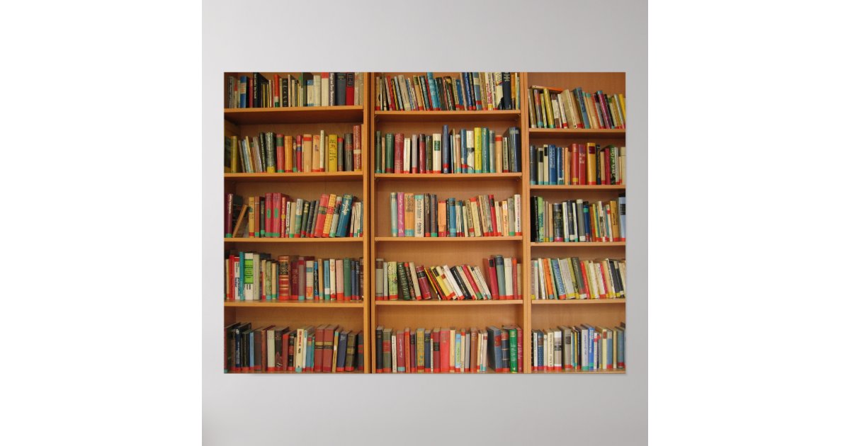 Bookshelf background poster Zazzle