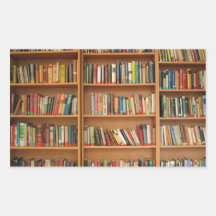 Bookshelf background rectangular stickers