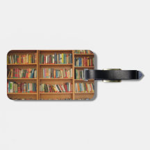 Bookshelf background tags for luggage