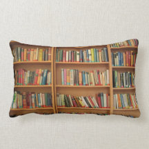 Bookshelf background throw pillows
