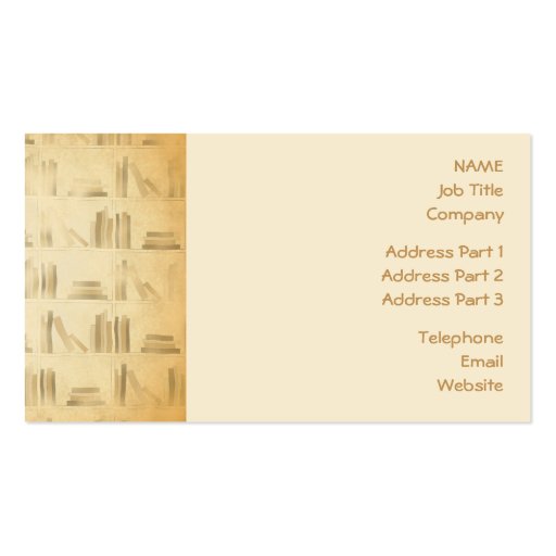 Bookshelf Pattern. Vintage Style Look Background. Business Card Template (front side)