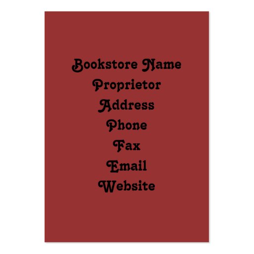 Bookstore Business Card (back side)