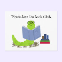 Bookworm - Book Club Invitation postcards