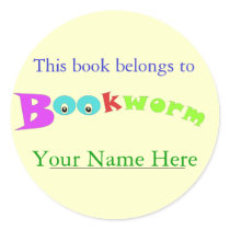 Bookworm Bookplate stickers