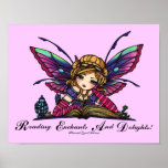 Bookworm Fairy "READ" Library Fantasy Book Art Print
