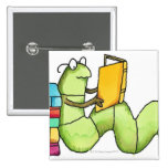 Bookworm Pinback Button