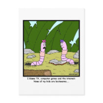 Bookworm: Worm Cartoon Postcard