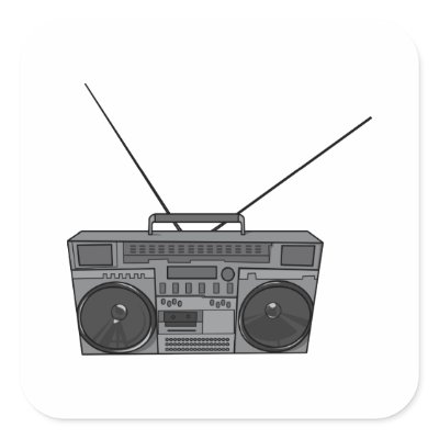 Boombox Ghetto Blaster Jambox Radio Cassette Square Stickers by goodnewsgifts