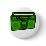 boombox ghetto blaster radio pinback button