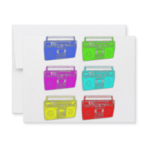 BOOMBOX multi color raver invitations